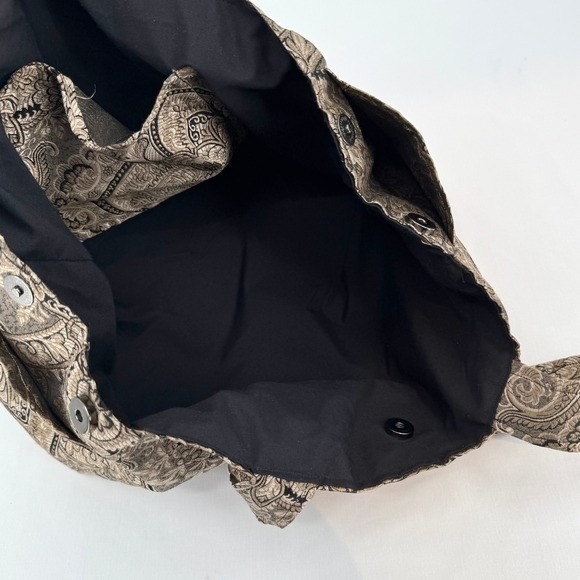 Vintage Style Brown Paisley Tapestry Tote Bag Large Shoulder Bag with Side Snaps - Picture 10 of 13